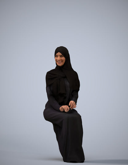 realistic 3D human woman sitting, archviz people FBX OBJ for Blender