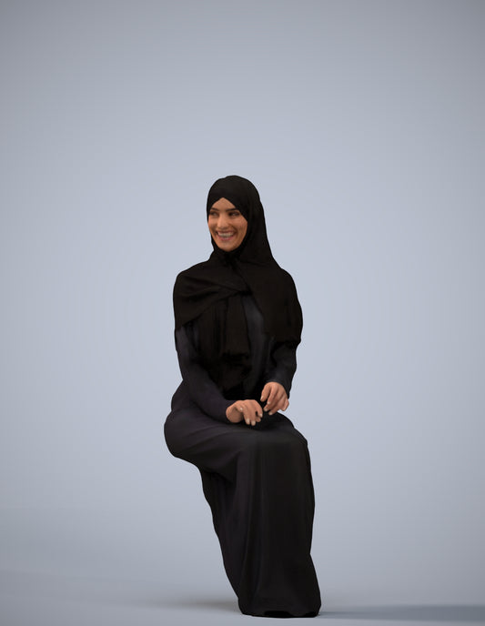 realistic 3D human woman sitting, archviz people FBX OBJ for Blender