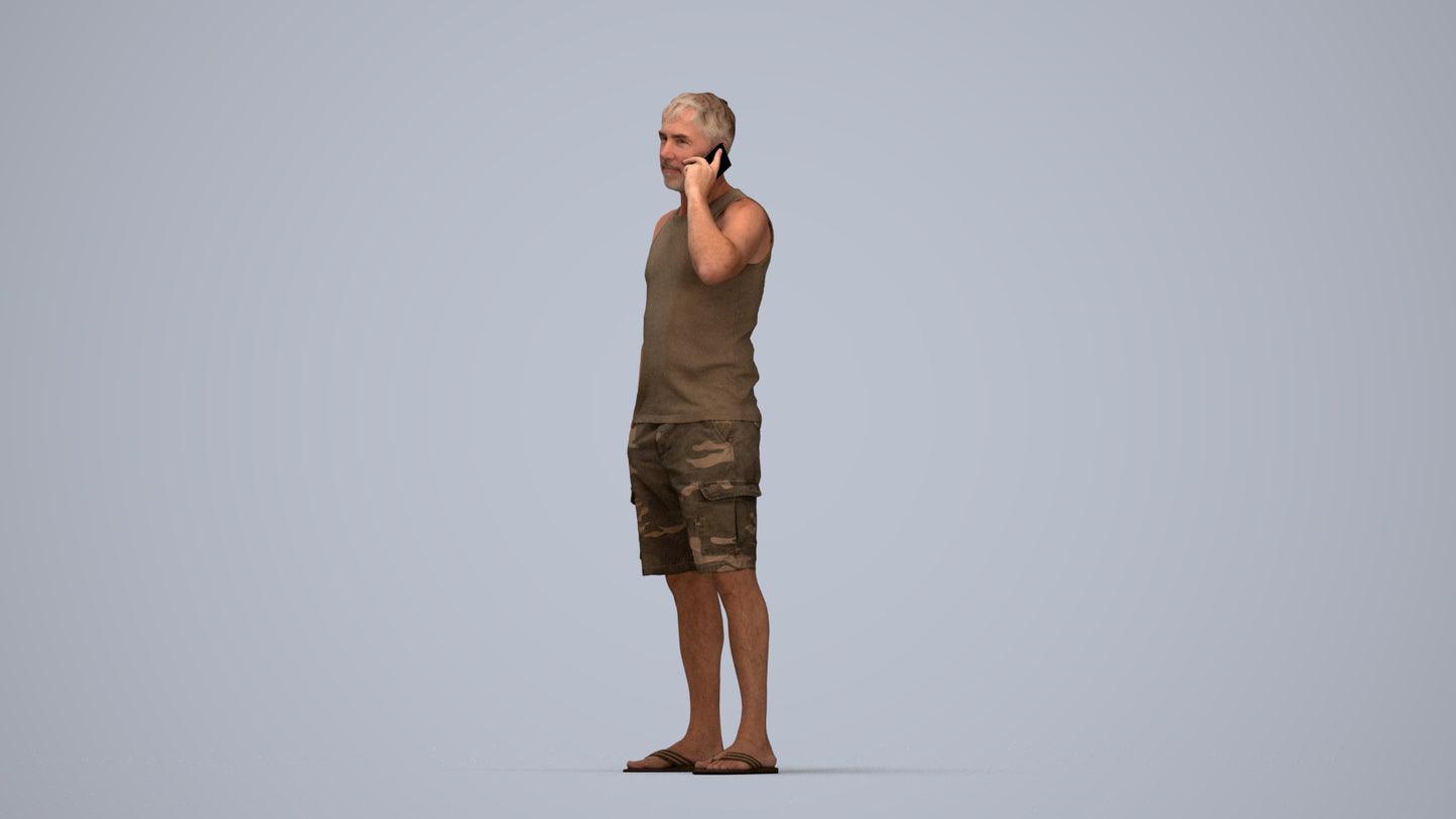 photogrammetry 3D man casual standing, realistic human model archviz FBX, top-down view render