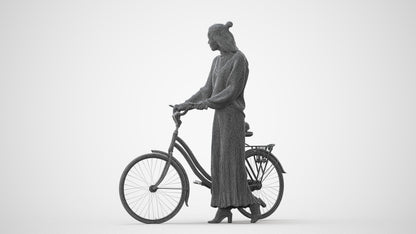 realistic 3D human woman casual cycling, archviz people FBX OBJ for Blender, square thumbnail