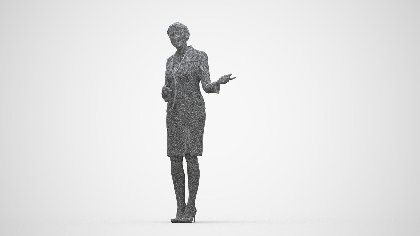 photogrammetry 3D woman hospitality, realistic human model archviz FBX, wireframe back view