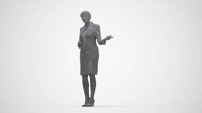 photogrammetry 3D woman hospitality, realistic human model archviz FBX, wireframe back view