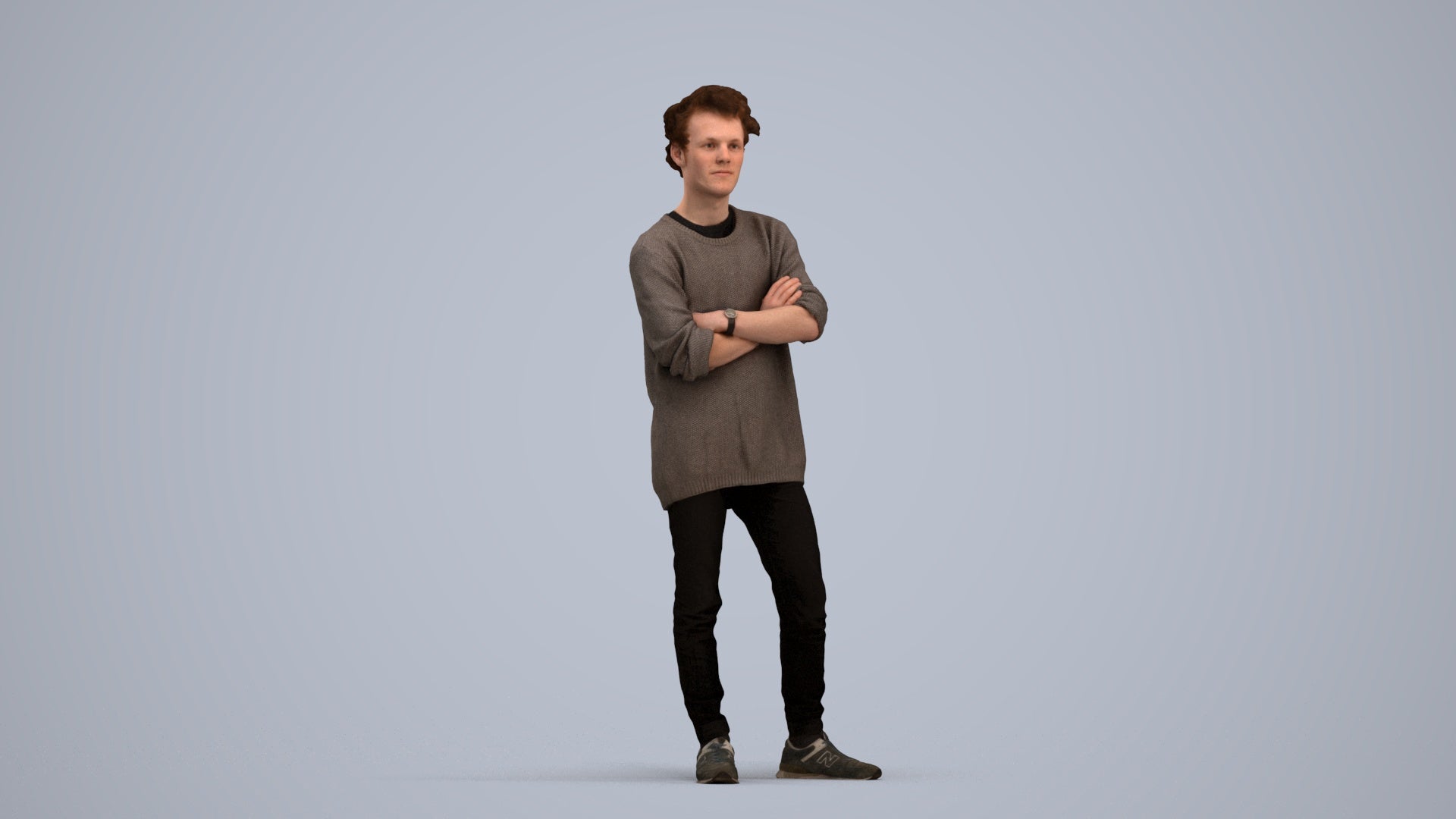 photogrammetry 3D man casual standing, realistic human model archviz FBX, standing pose render
