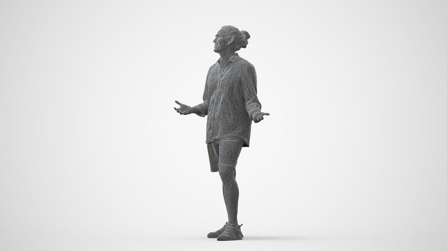 scanned 3D man casual standing, photogrammetry people for Enscape and V-Ray, square thumbnail