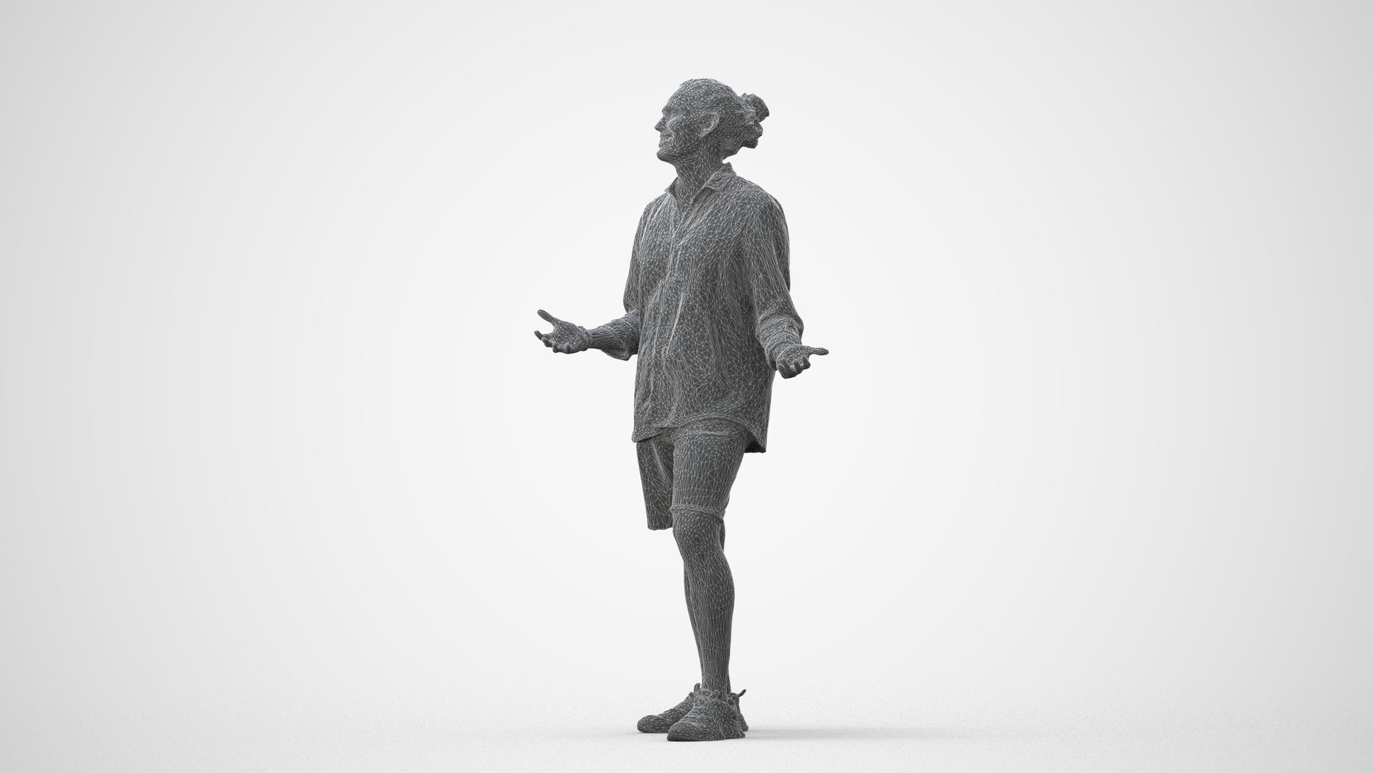 scanned 3D man casual standing, photogrammetry people for Enscape and V-Ray, square thumbnail