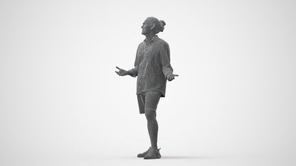 scanned 3D man casual standing, photogrammetry people for Enscape and V-Ray, square thumbnail