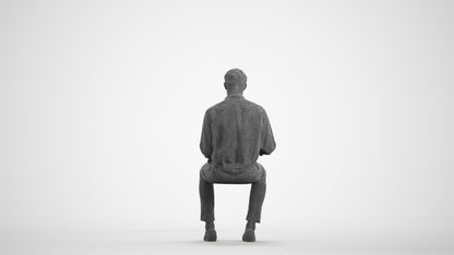 realistic 3D people man casual sitting, render-ready for V-Ray and Corona, FBX OBJ, wireframe front view