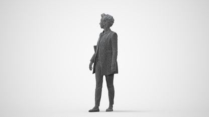 3D human model woman business walking, photogrammetry scanned person for archviz, square thumbnail