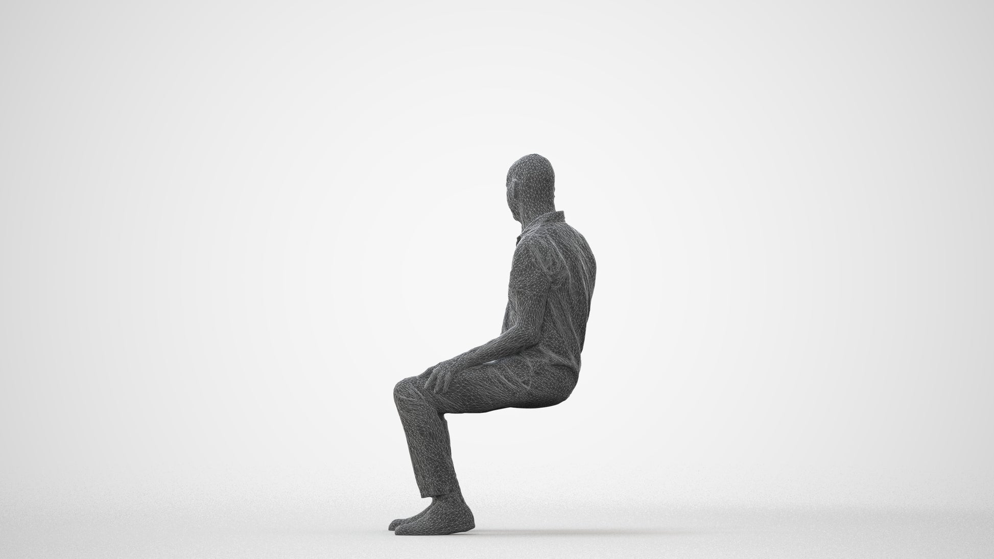 3D scanned senior man sitting casual, photorealistic archviz people for Enscape and SketchUp, square thumbnail