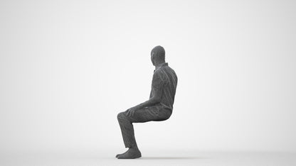 3D scanned senior man sitting casual, photorealistic archviz people for Enscape and SketchUp, square thumbnail