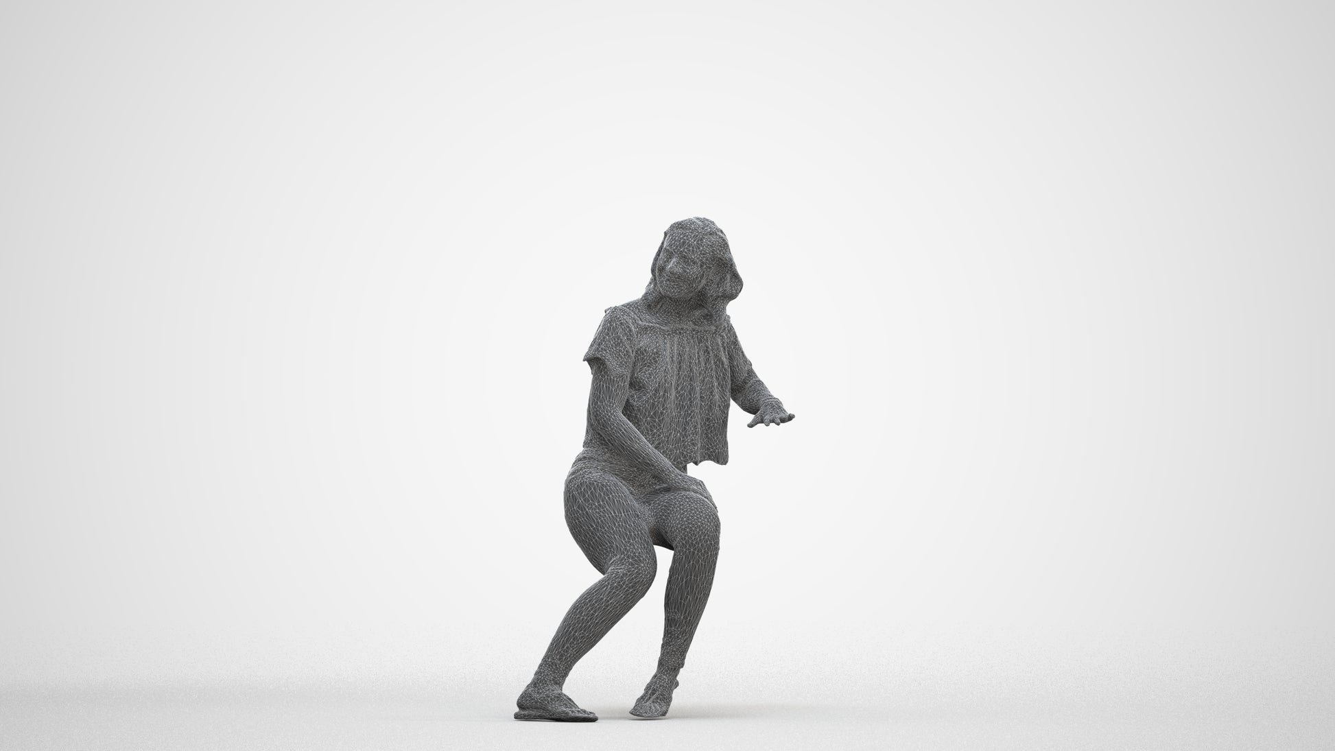 realistic 3D people woman casual sitting, render-ready for V-Ray and Corona, FBX OBJ, three-quarter front view render