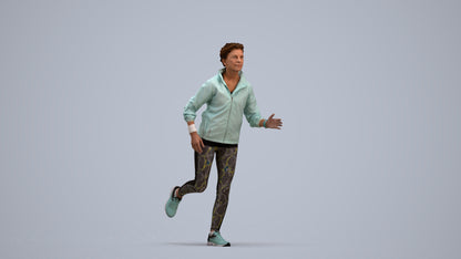 3D human model woman sport, photogrammetry scanned person for archviz, standing pose render