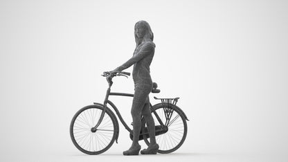 3D people model woman business cycling, scanned human for 3ds Max rendering, square thumbnail
