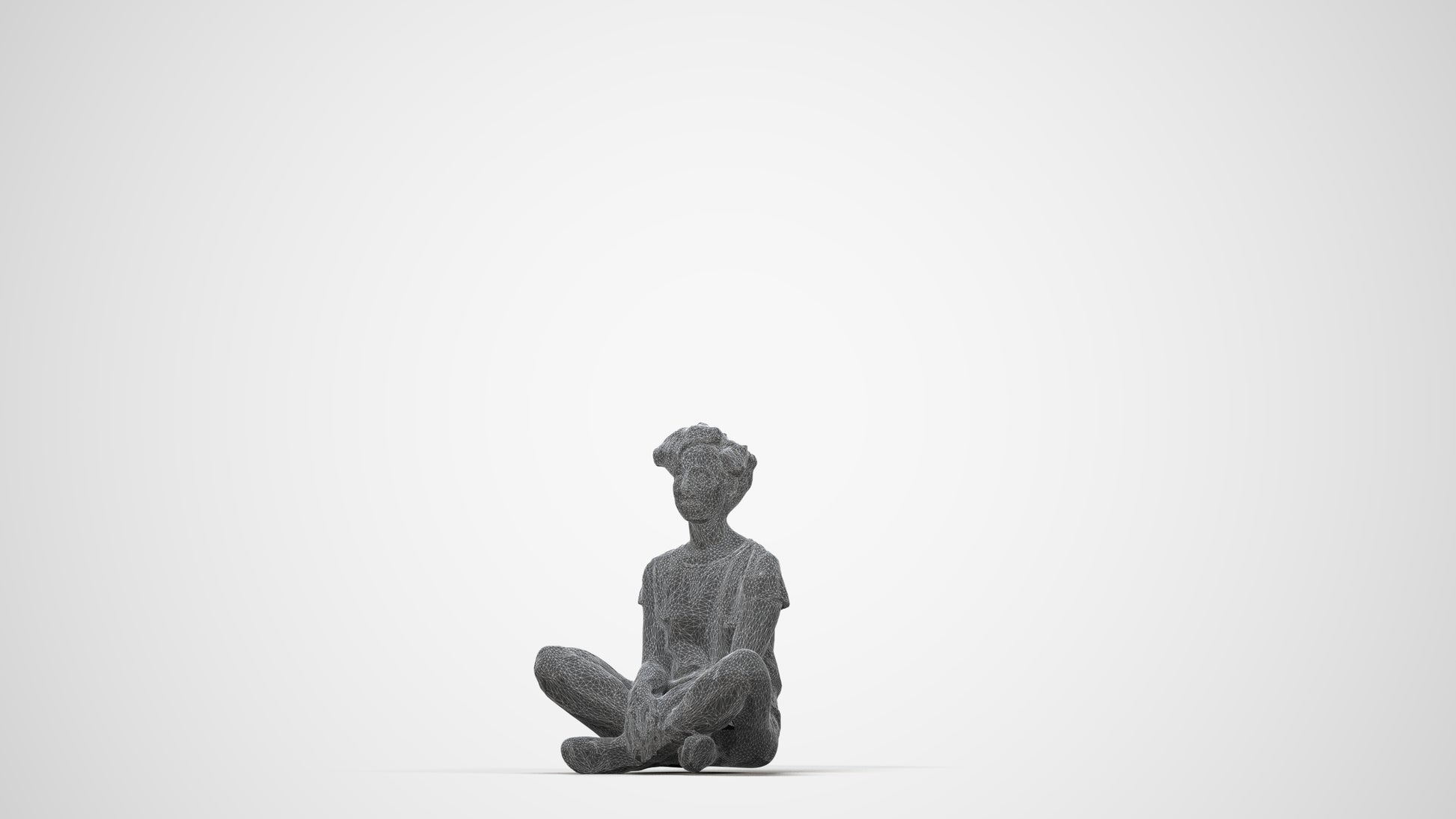 realistic 3D woman sitting, scanned archviz people for Blender and 3ds Max, wireframe back view