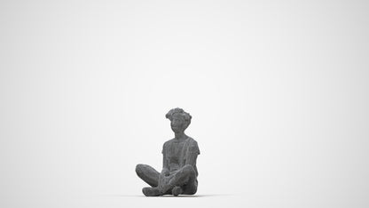 realistic 3D woman sitting, scanned archviz people for Blender and 3ds Max, wireframe back view