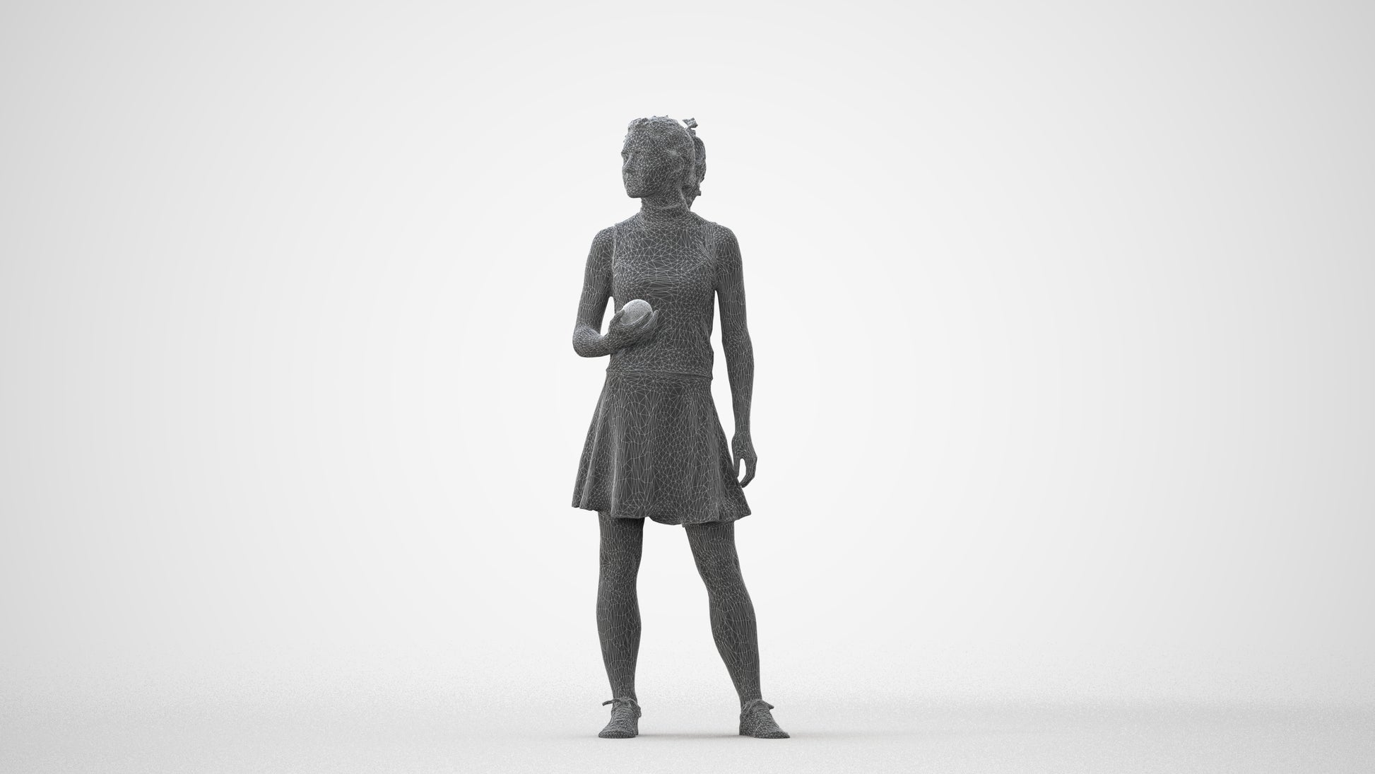realistic 3D woman casual standing, scanned archviz people for Blender and 3ds Max, square thumbnail