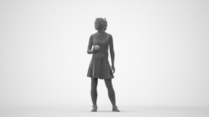 realistic 3D woman casual standing, scanned archviz people for Blender and 3ds Max, square thumbnail