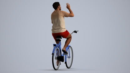 realistic 3D human man casual cycling, archviz people FBX OBJ for Blender, front view render