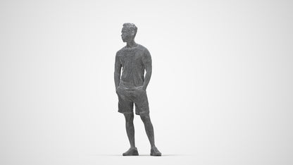 3D people model man casual standing, scanned human for 3ds Max rendering, wireframe back view