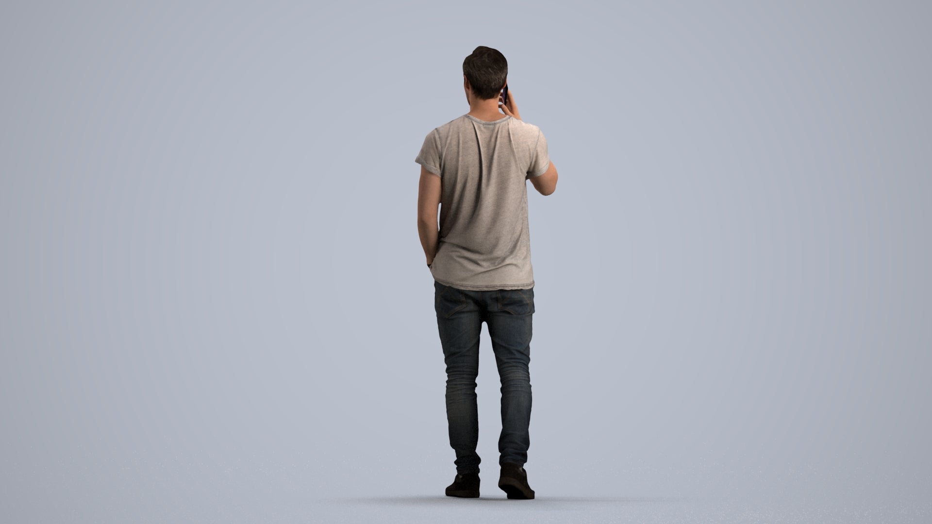 scanned 3D man casual walking, photogrammetry people for Enscape and V-Ray, front view render
