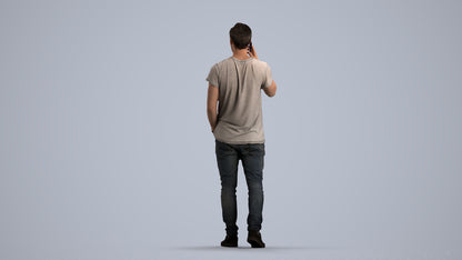scanned 3D man casual walking, photogrammetry people for Enscape and V-Ray, front view render