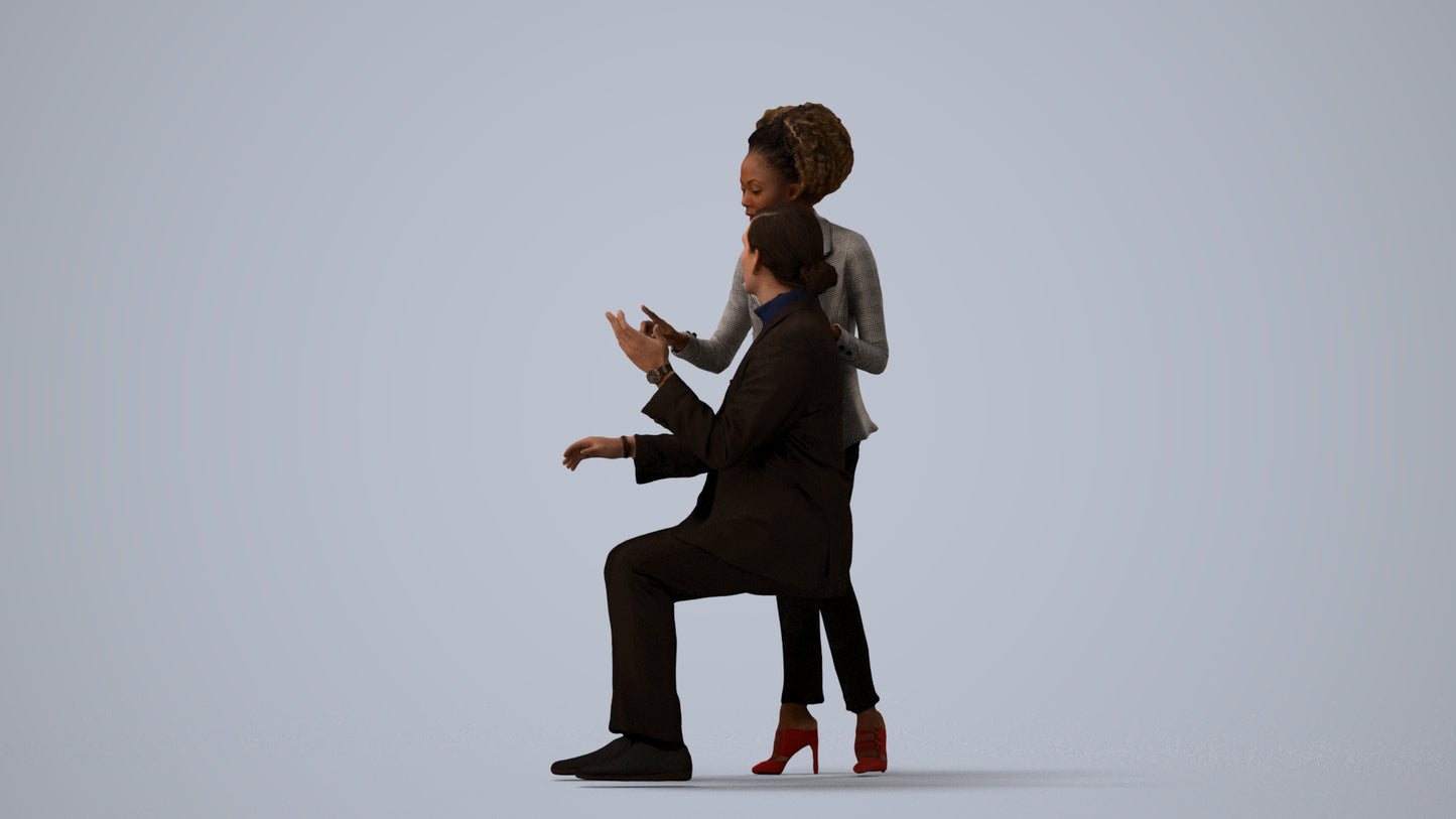 realistic 3D people woman business, render-ready for V-Ray and Corona, FBX OBJ, three-quarter view render