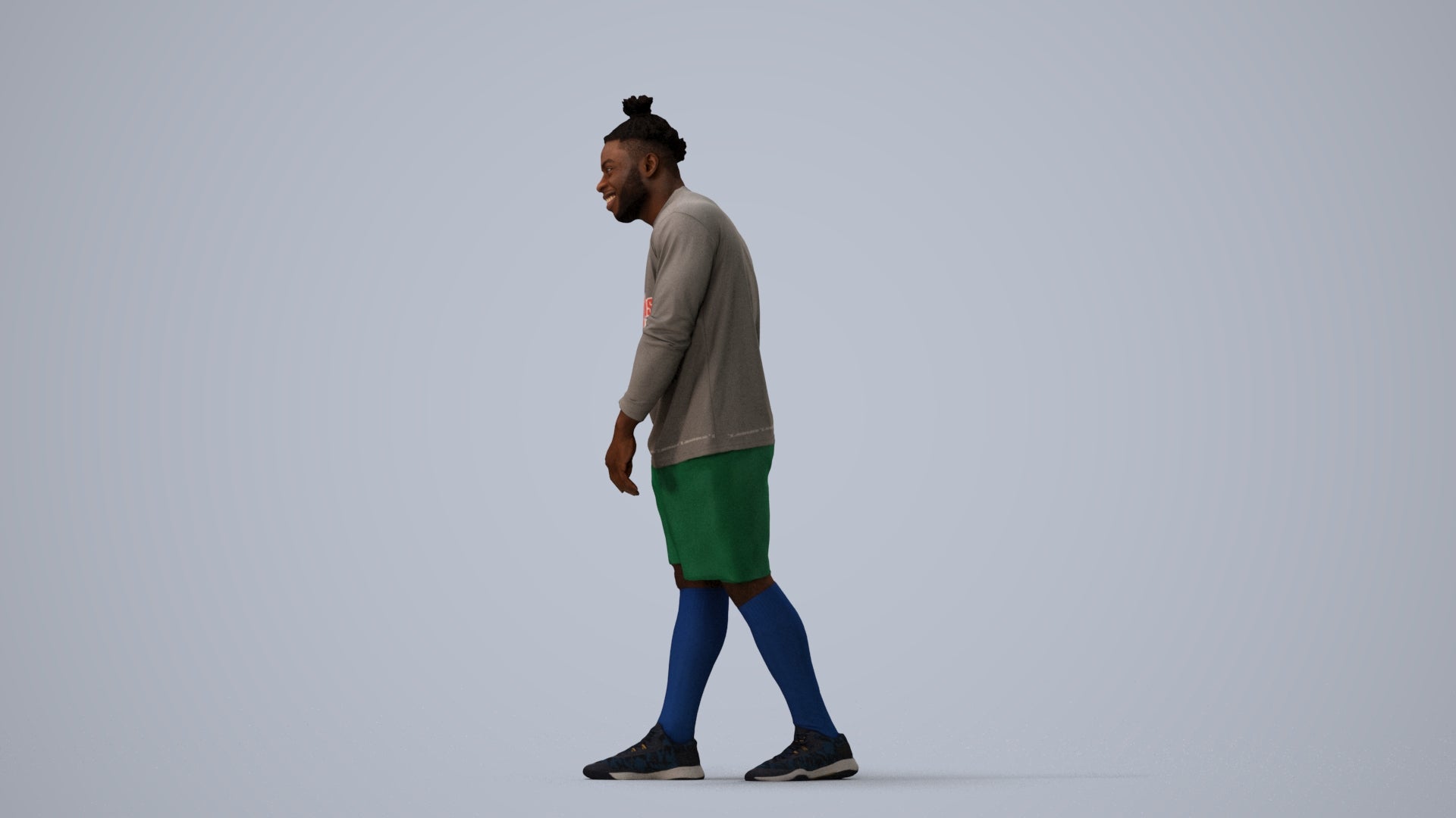 photogrammetry 3D man sport, realistic human model archviz FBX, three-quarter view render