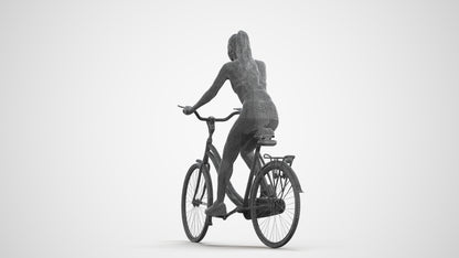 realistic 3D people woman sport cycling, render-ready for V-Ray and Corona, FBX OBJ, wireframe front view