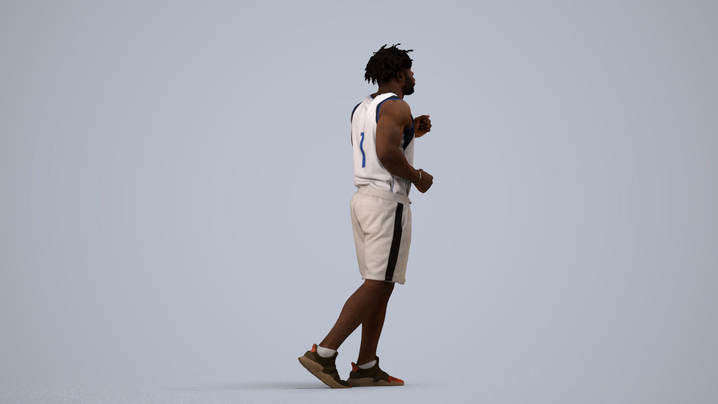 3D people model man sport, scanned human for 3ds Max rendering, side view render