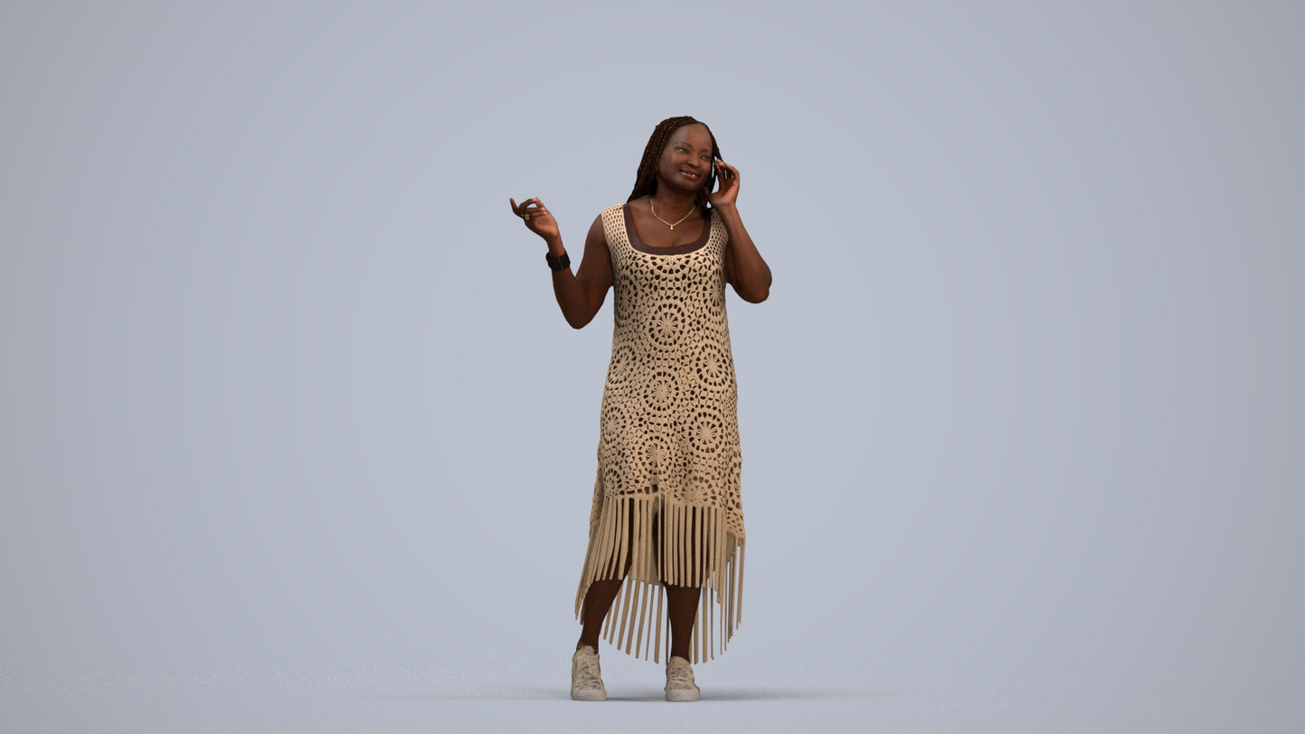 photogrammetry 3D woman casual standing, realistic human model archviz FBX, standing pose render