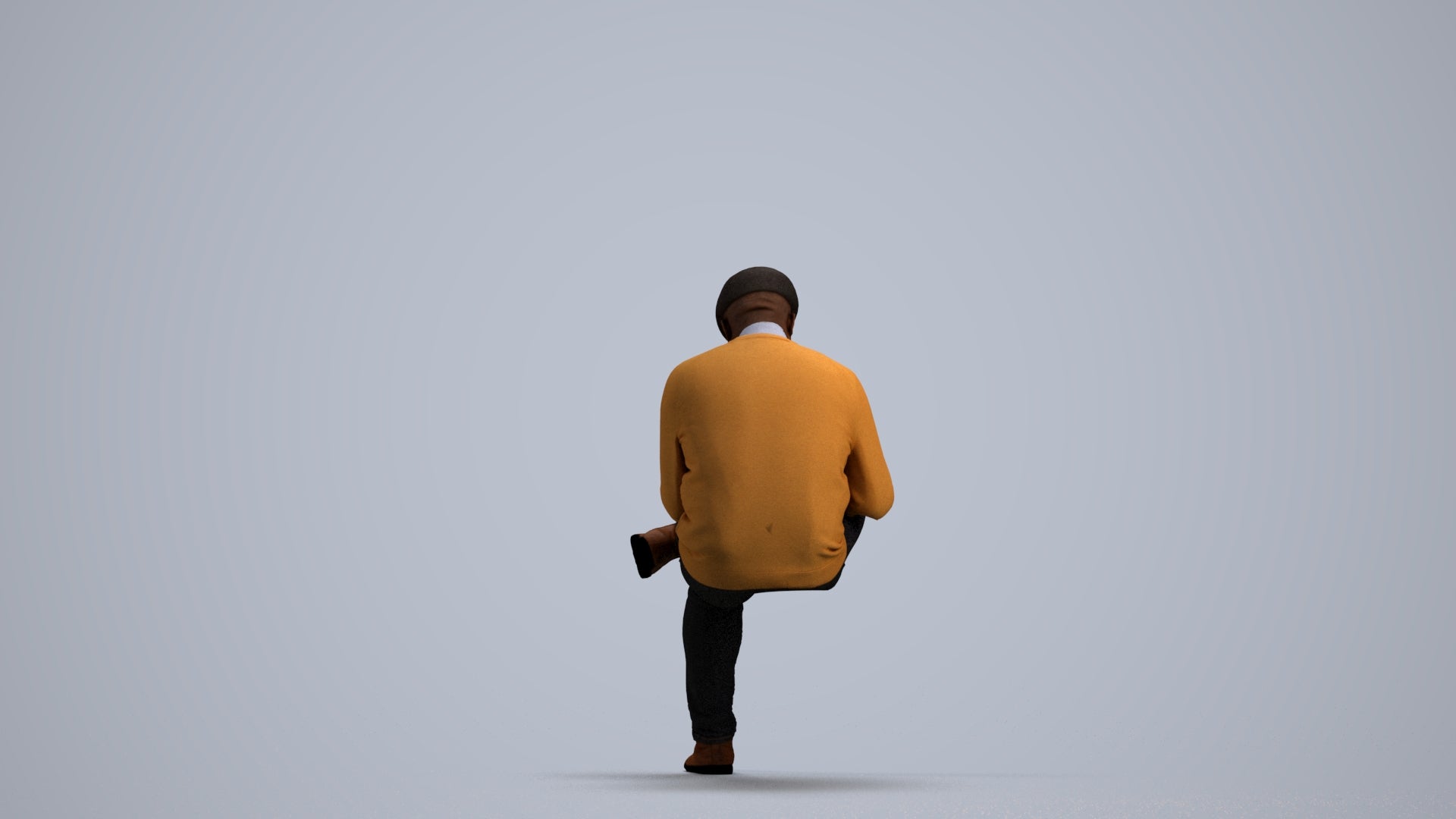 realistic 3D human man casual sitting, archviz people FBX OBJ for Blender, front view render