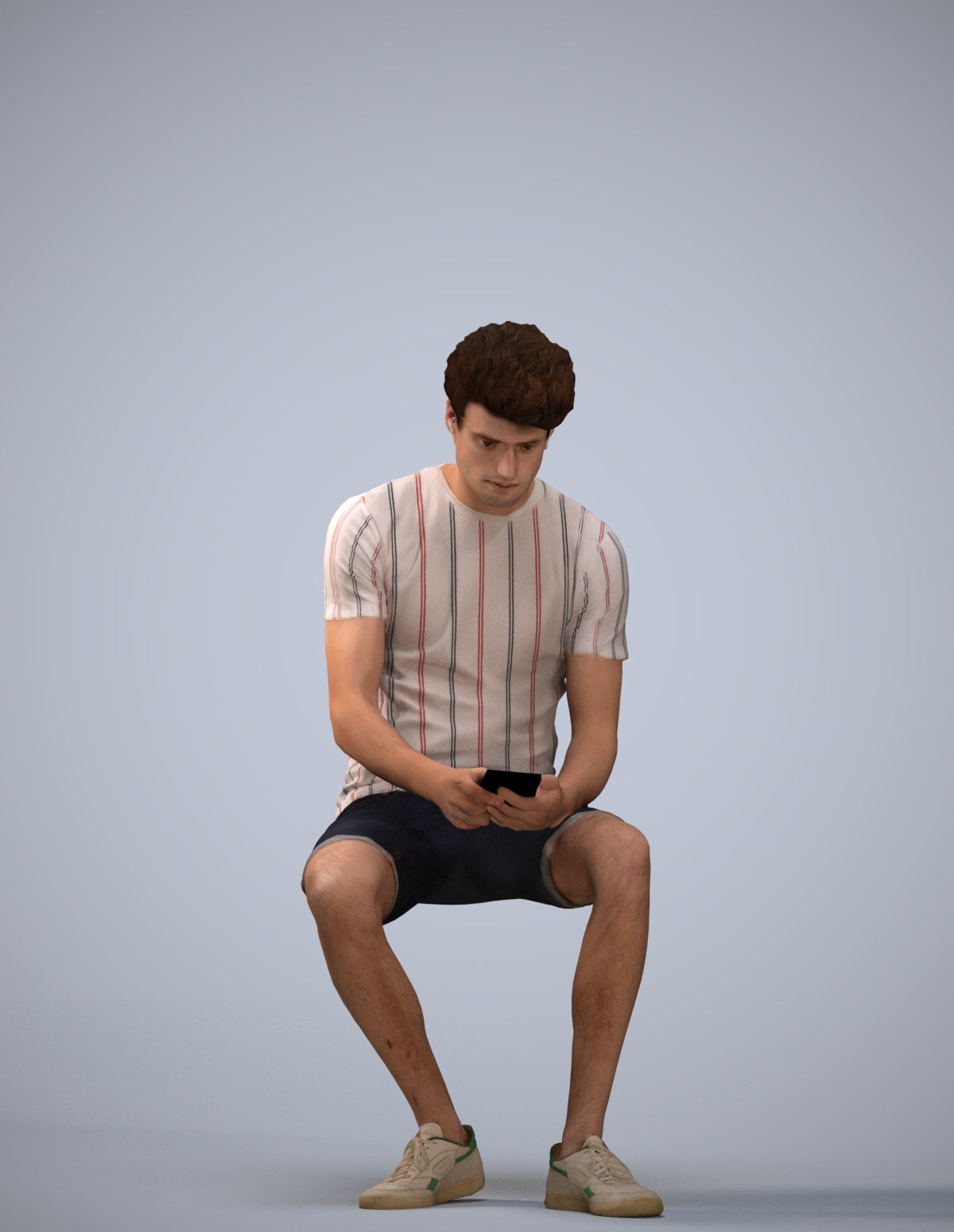 realistic 3D man casual sitting, scanned archviz people for Blender and 3ds Max