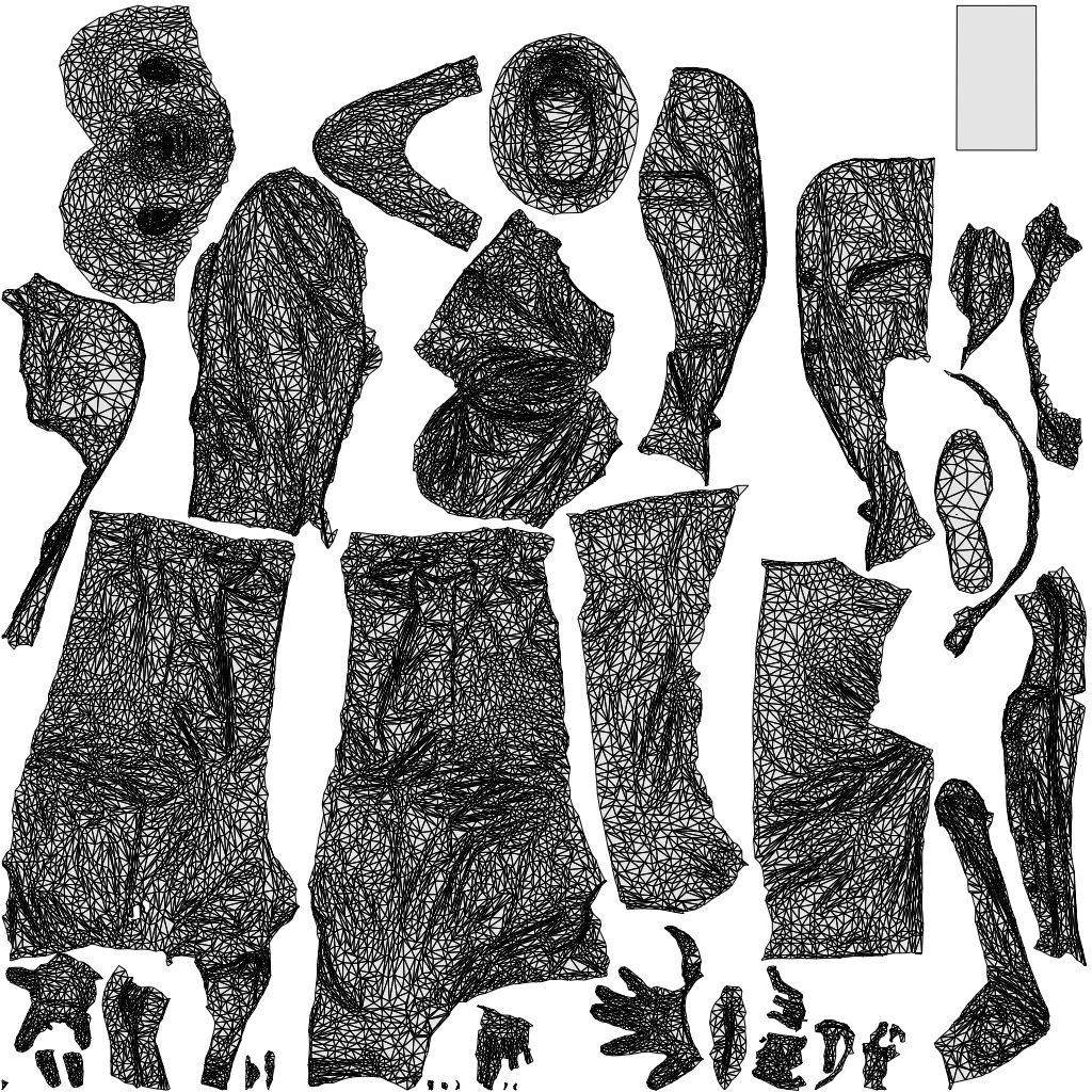 scanned 3D senior man business, photogrammetry people for Enscape and V-Ray, wireframe top-down view