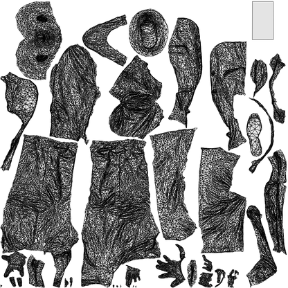 scanned 3D senior man business, photogrammetry people for Enscape and V-Ray, wireframe top-down view