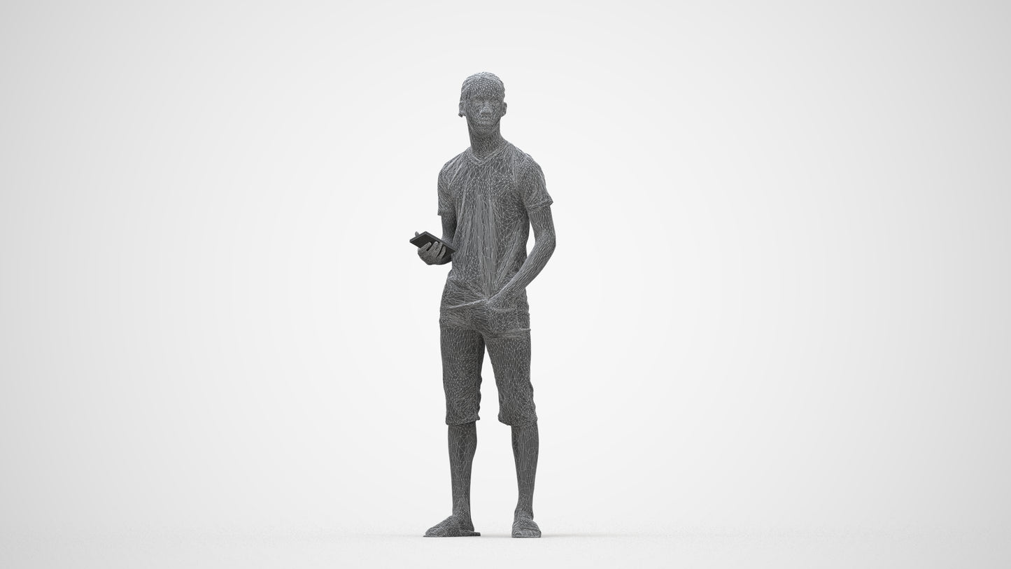 photogrammetry 3D boy casual kids, realistic human model archviz FBX, wireframe back view