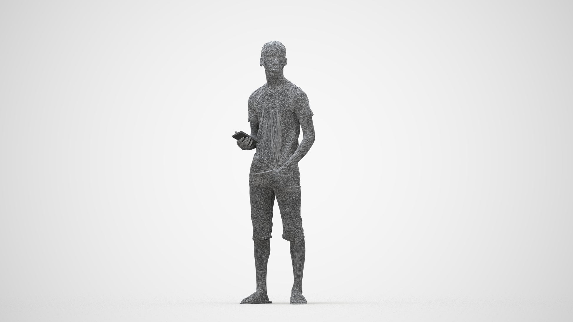 photogrammetry 3D boy casual kids, realistic human model archviz FBX, wireframe back view