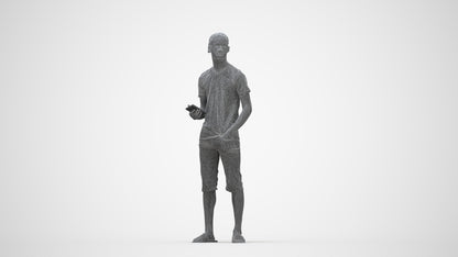 photogrammetry 3D boy casual kids, realistic human model archviz FBX, wireframe back view