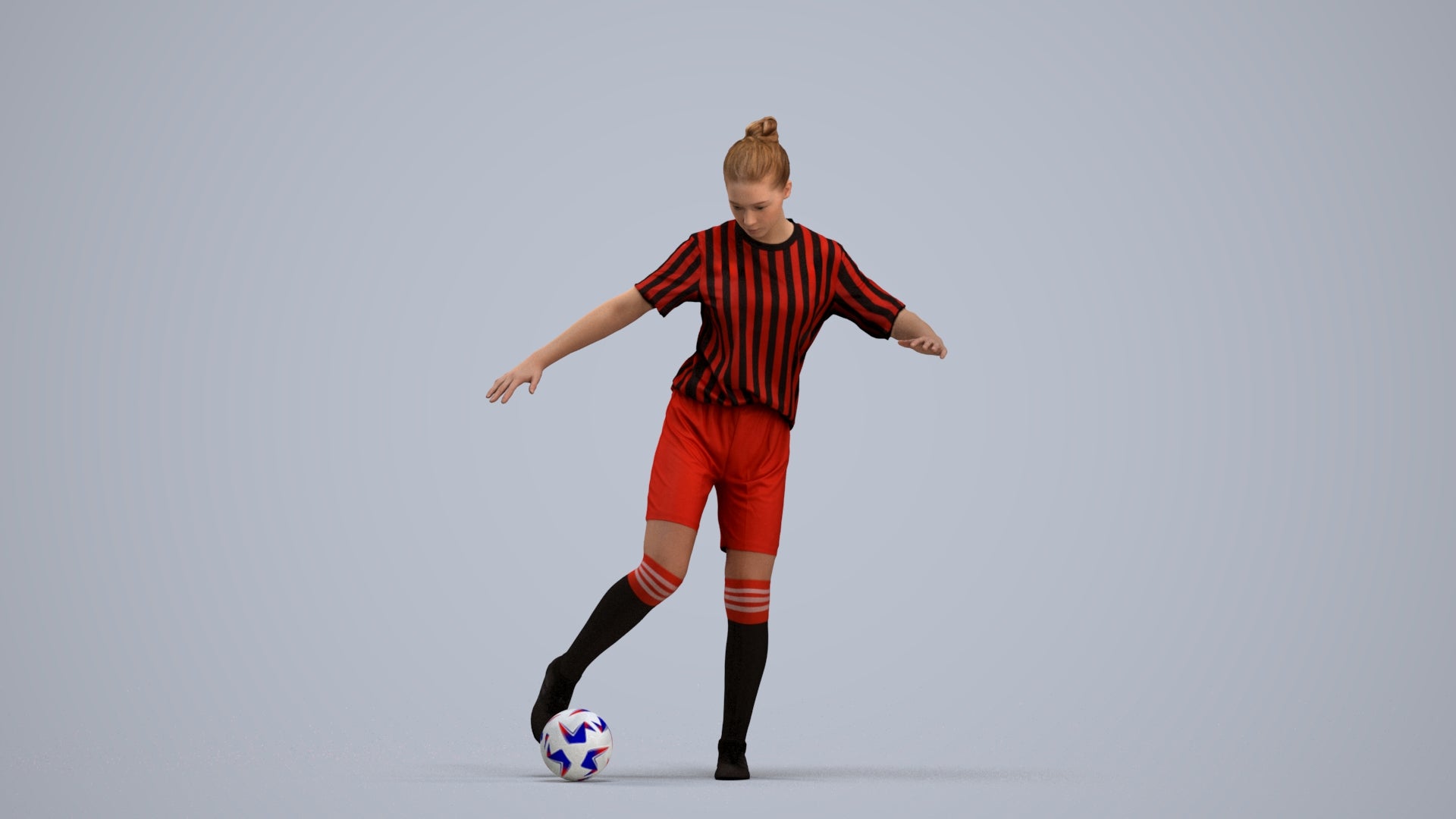 realistic 3D girl sport, scanned archviz people for Blender and 3ds Max, standing pose render