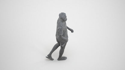 3D scanned man walking casual, photorealistic archviz people for Enscape and SketchUp, wireframe three-quarter view