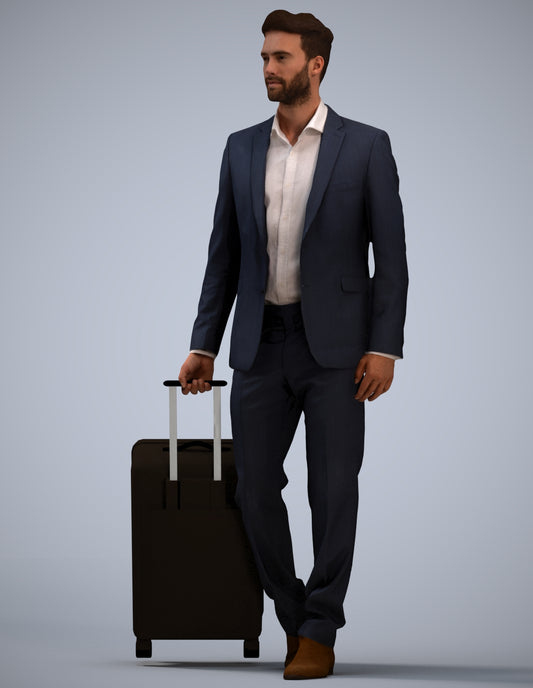 realistic 3D human man business, archviz people FBX OBJ for Blender