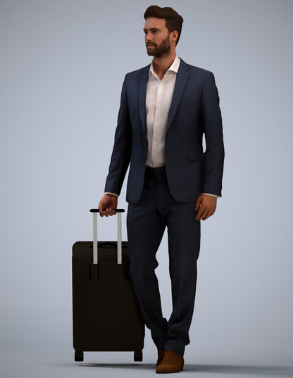 realistic 3D human man business, archviz people FBX OBJ for Blender