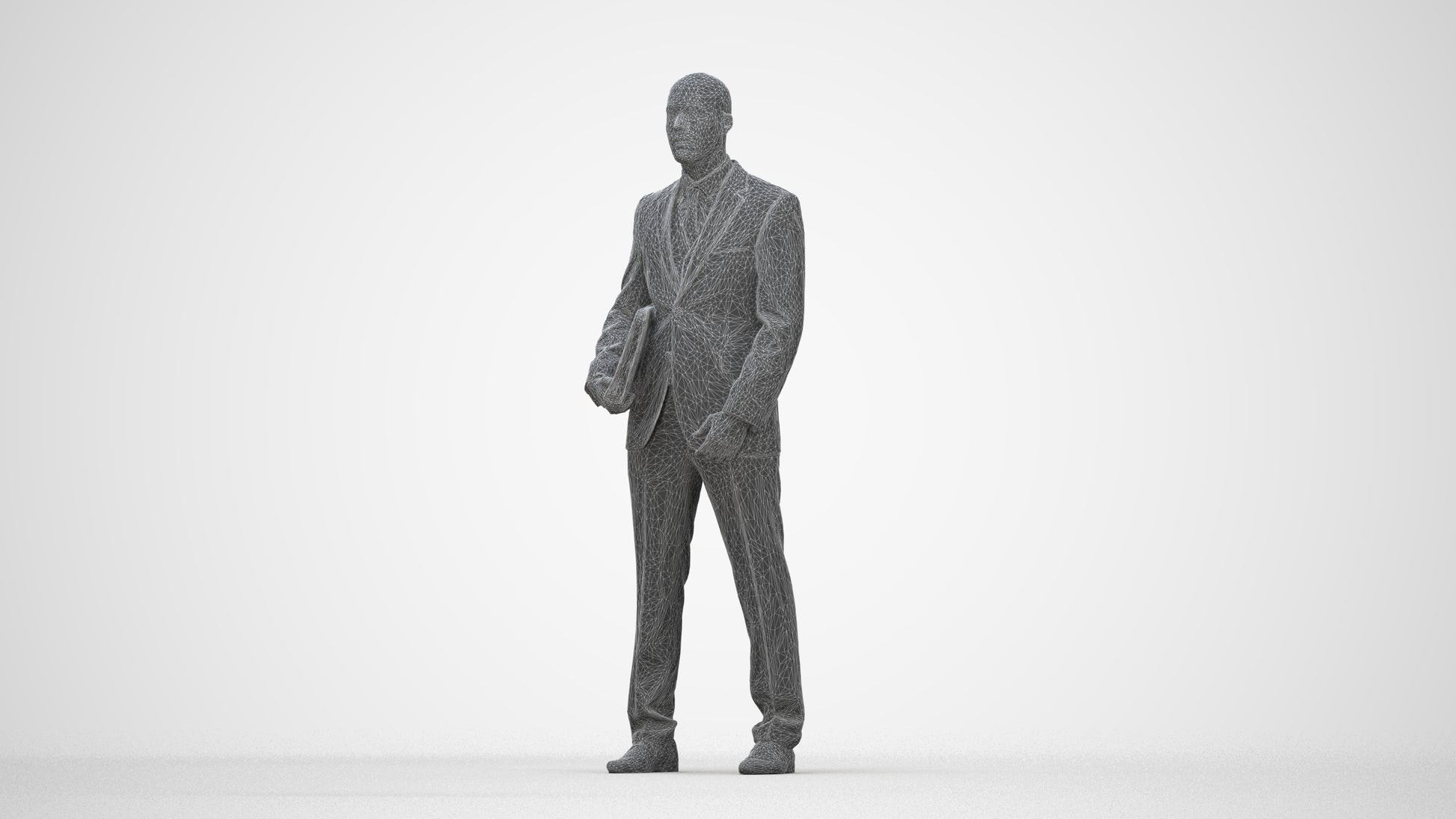 scanned 3D man business, photogrammetry people for Enscape and V-Ray, wireframe back view