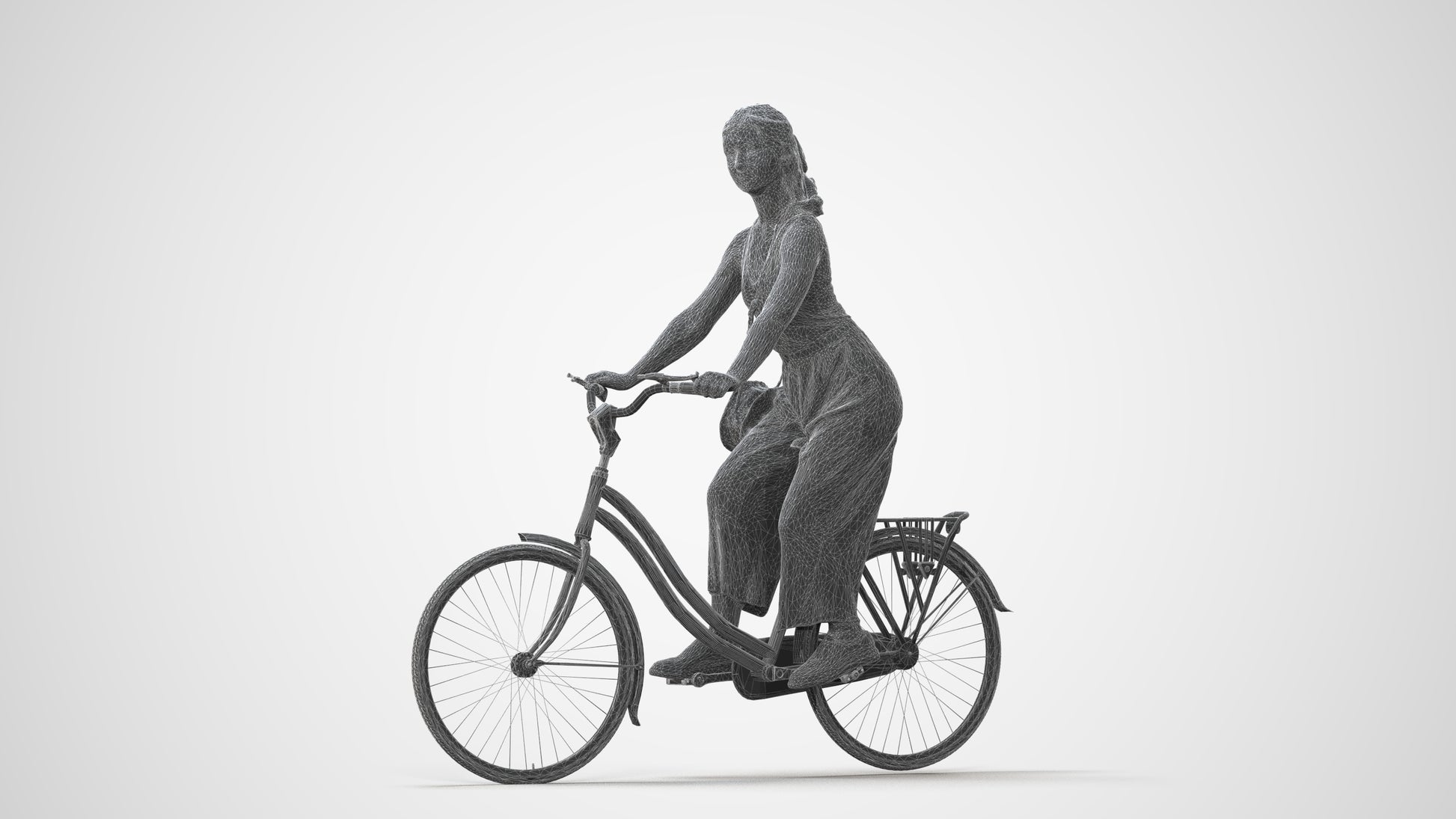 realistic 3D human girl casual cycling, archviz people FBX OBJ for Blender, square thumbnail