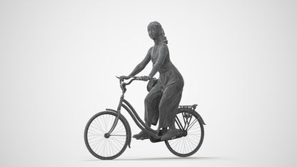realistic 3D human girl casual cycling, archviz people FBX OBJ for Blender, square thumbnail