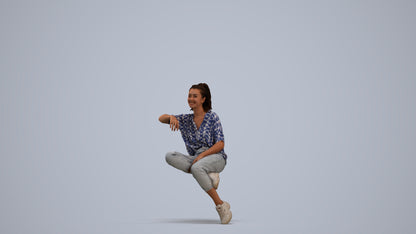 scanned 3D woman casual sitting, photogrammetry people for Enscape and V-Ray, standing pose render