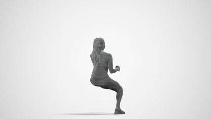 scanned 3D woman sport, photogrammetry people for Enscape and V-Ray, wireframe side view
