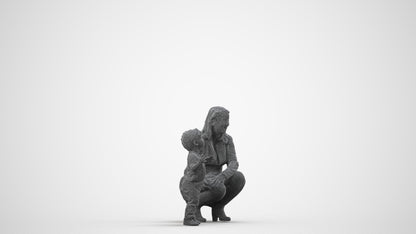 scanned 3D girl casual kids, photogrammetry people for Enscape and V-Ray, wireframe side view