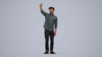 realistic 3D human man casual standing, archviz people FBX OBJ for Blender, top-down view render
