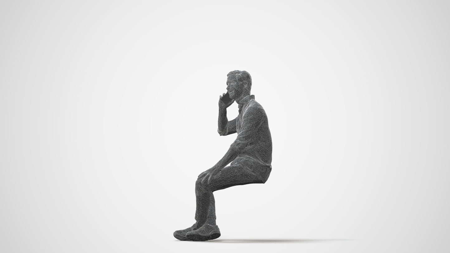 realistic 3D people man casual sitting, render-ready for V-Ray and Corona, FBX OBJ, square thumbnail