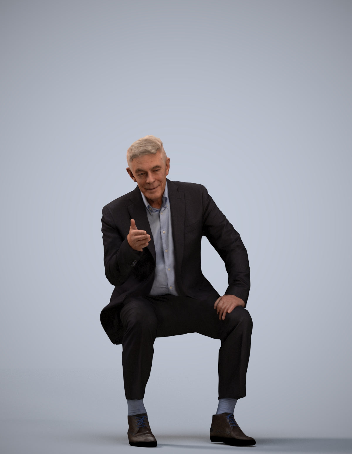 3D scanned senior man business, photorealistic archviz people for Enscape and SketchUp